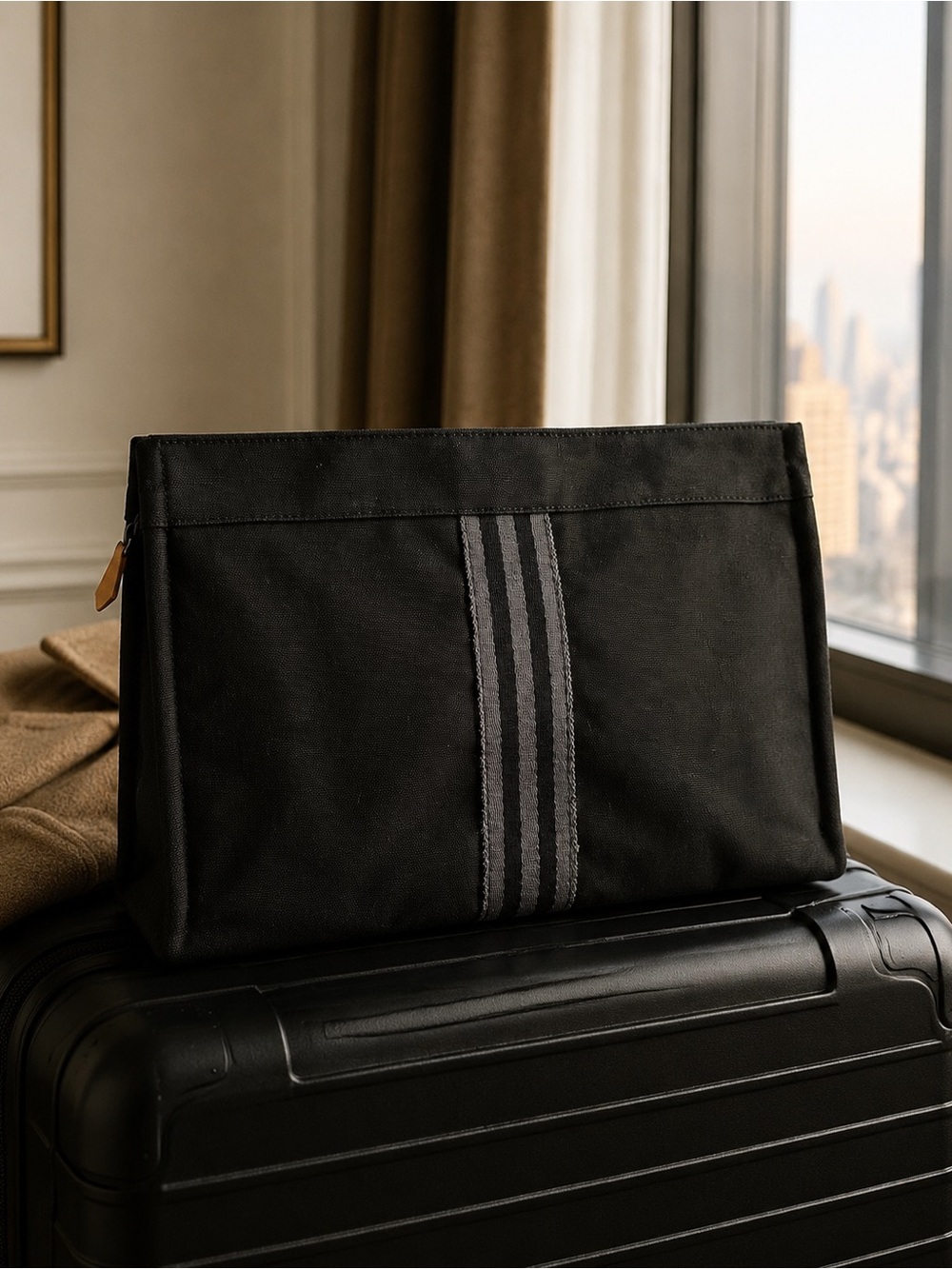 Authentic Hermès Fourre-Tout Toto Canvas Clutch Pouch Black Gray Vintage